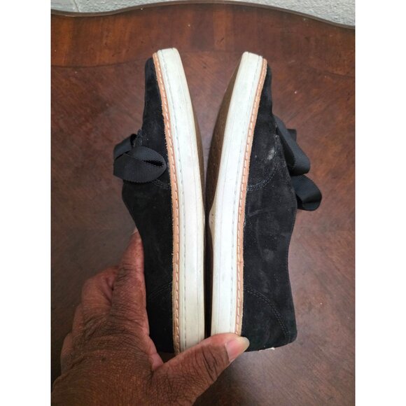 Ugg Women's Black Suede Lace-Up Flats Size 7.5 With Ribbon Detail - Picture 7 of 8